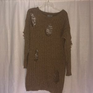 Shredded Tunic Sweater Dress